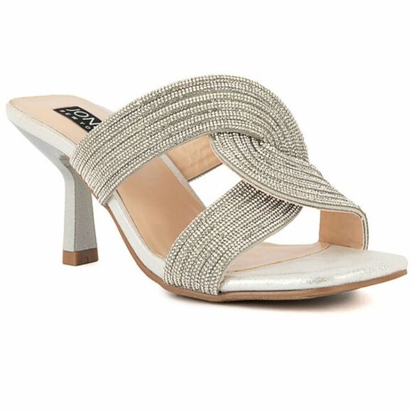 BRAND NEW JONES NEW YORK HEELS WITH CRISSCROSS STRAPS SANDAL - Picture 4 of 16